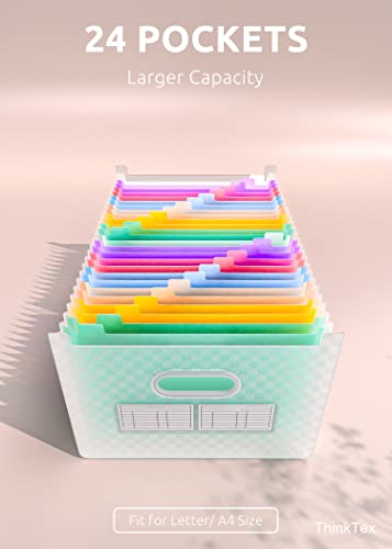 ThinkTex 26 Pockets Expanding File Folder, Upright & Open Top, A-Z Colorful Tabs, Larger Capacity Accordian Folder, Teacher Supplies - Green