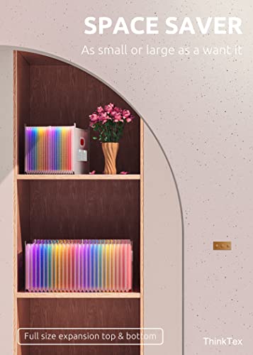 ThinkTex 26 Pockets Expanding File Folder, Upright & Open Top, A-Z Colorful Tabs, Larger Capacity Accordian Folder, Teacher Supplies - Pink