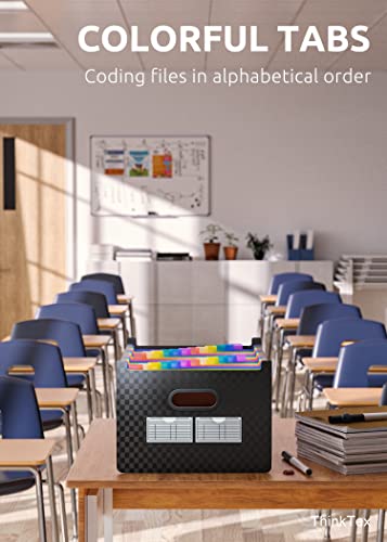 ThinkTex 26 Pockets Expanding File Folder, Upright & Open Top, A-Z Colorful Tabs, Larger Capacity Accordian Folder, Teacher Supplies