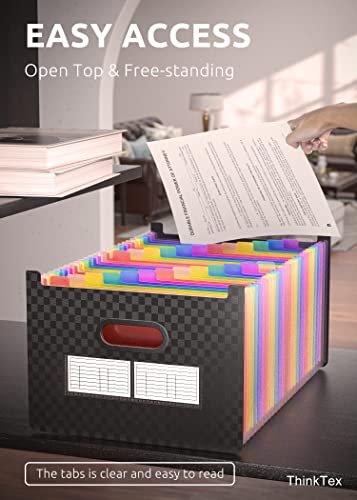 ThinkTex 26 Pockets Expanding File Folder, Upright & Open Top, A-Z Colorful Tabs, Larger Capacity Accordian Folder, Teacher Supplies