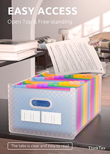 ThinkTex 26 Pockets Expanding File Folder, Upright & Open Top, A-Z Colorful Tabs, Larger Capacity Accordian Folder, Teacher Supplies - Blue