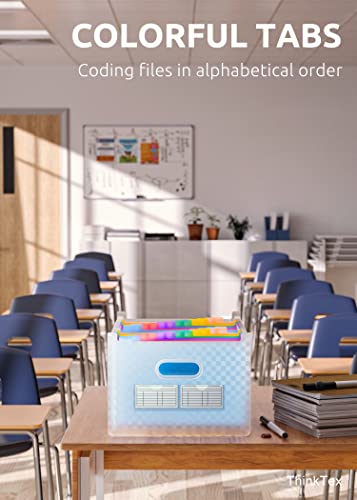 ThinkTex 26 Pockets Expanding File Folder, Upright & Open Top, A-Z Colorful Tabs, Larger Capacity Accordian Folder, Teacher Supplies - Blue