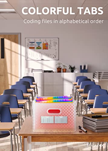 ThinkTex 26 Pockets Expanding File Folder, Upright & Open Top, A-Z Colorful Tabs, Larger Capacity Accordian Folder, Teacher Supplies - Pink