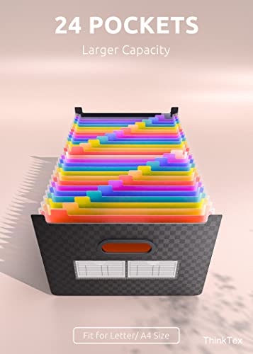 ThinkTex 26 Pockets Expanding File Folder, Upright & Open Top, A-Z Colorful Tabs, Larger Capacity Accordian Folder, Teacher Supplies