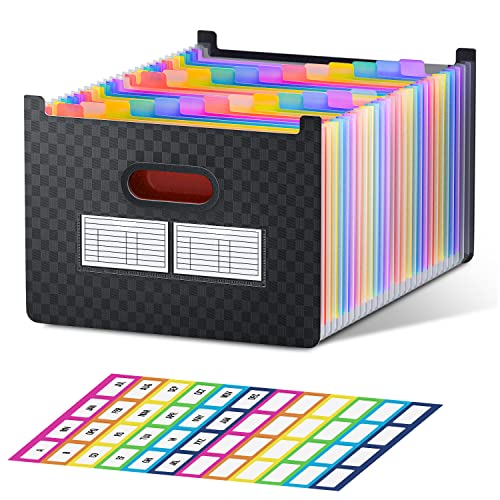 ThinkTex 26 Pockets Expanding File Folder, Upright & Open Top, A-Z Colorful Tabs, Larger Capacity Accordian Folder, Teacher Supplies