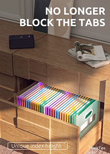 ThinkTex 26 Pockets Expanding File Folder, Upright & Open Top, A-Z Colorful Tabs, Larger Capacity Accordian Folder, Teacher Supplies - Green
