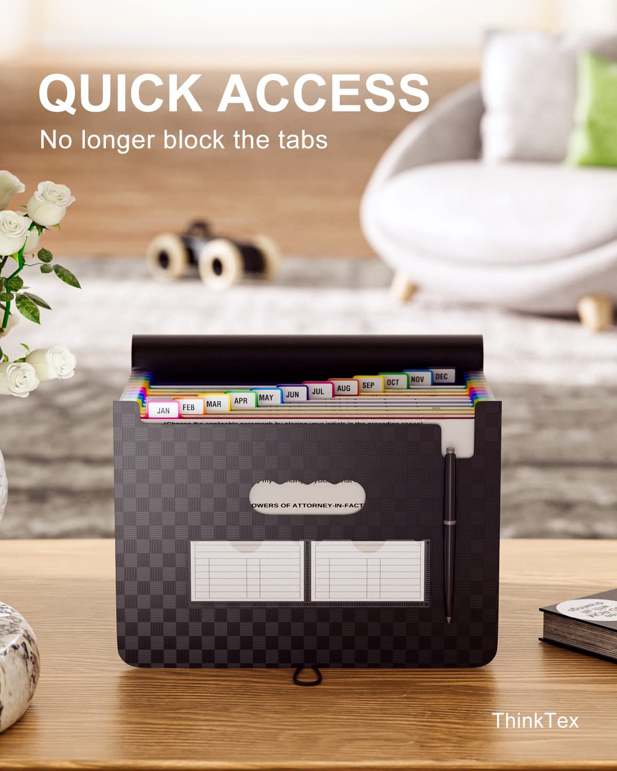 Accordian File Organizer 12 Pockets - Expanding File Folder Expandable Cover,Portable Filing Box,Desktop Accordion Folders,Plastic Colored Paper Document Paperwork Receipt Organizer(A4/Letter Size)