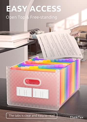 ThinkTex 26 Pockets Expanding File Folder, Upright & Open Top, A-Z Colorful Tabs, Larger Capacity Accordian Folder, Teacher Supplies - Pink
