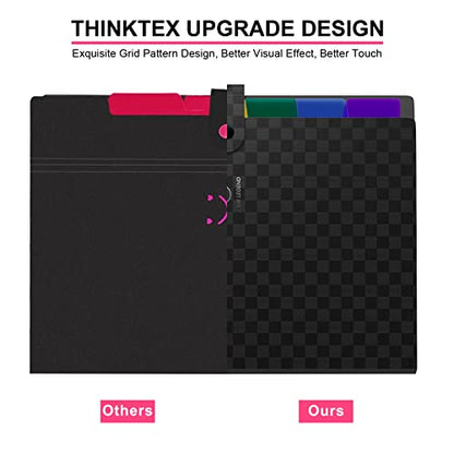 ThinkTex Expanding File Folder,7-Pocket Updated with Nice Grid Pattern Accordion Document Organizers Holder with Snap Closure Expandable A4 File for School Company Office