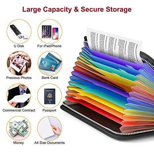 Fireproof File Organiser, Expanding File Folder Fireproof and Waterproof Document Bag with Fire Resistant Zipper, Portable Files Organisers A4 for Bills and Valuables Storage Protection(13 Pockets)