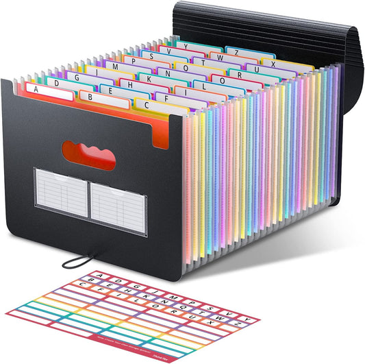 ThinkTex 26 Pockets Expanding File Folder, A-Z Colorful Tabs, Monthly Bill Receipt Documents Organizer, Larger Capacity, Letter/A4 Size